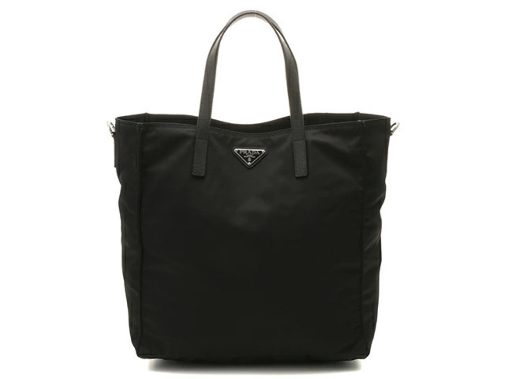 Prada Tote Tessuto Saffiano Bag Black Fits Files